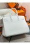 Hermes Birkin 35 Retourne Handmade Bag In White Clemence Leather