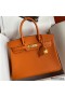 Hermes Birkin 35 Retourne Handmade Bag in Orange Clemence Leather