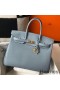 Hermes Birkin 35cm Bag In Blue Lin Clemence Leather GHW
