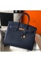 Hermes Birkin 35cm Bag In Dark Blue Clemence Leather GHW