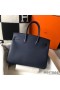 Hermes Birkin 35cm Bag In Dark Blue Clemence Leather GHW
