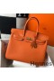 Hermes Birkin 35cm Bag In Orange Clemence Leather GHW