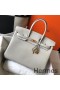 Hermes Birkin 35cm Bag In Pearl Grey Clemence Leather GHW