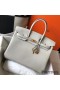 Hermes Birkin 35cm Bag In Pearl Grey Clemence Leather GHW