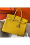 Hermes Birkin 35cm Bag In Yellow Clemence Leather GHW