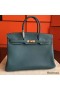 Hermes Birkin 40 Handmade Bag In Blue Jean Clemence Leather