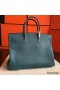 Hermes Birkin 40 Handmade Bag In Blue Jean Clemence Leather