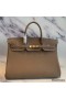 Hermes Birkin 40 Handmade Bag In Taupe Clemence Leather