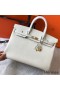 Hermes Birkin 40 Handmade Bag In White Clemence Leather