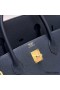 Hermes Birkin 40 Retourne Handmade Bag In Blue Nuit Clemence Leather