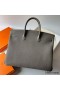 Hermes Birkin 40 Retourne Handmade Bag In Etain Clemence Leather