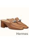 Hermes Blossom Mules 60mm In Brown Goatskin