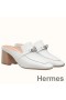 Hermes Blossom Mules 60mm In White Goatskin