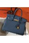 Hermes Blue Agate Clemence Birkin 30cm Bag