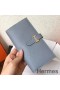 Hermes Blue Lin Epsom Bearn Gusset Wallet