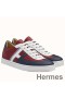 Hermes Boomerang Sneakers In Multicolore Bordeaux Leather