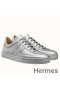 Hermes Boomerang Sneakers In Silver Epsom Leather