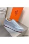 Hermes Boomerang Sneakers In Silver Epsom Leather