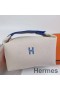 Hermes Bride - a - Brac Large Case in Ecru Canvas with Blue Zigzag Motifs