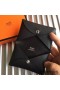Hermes Calvi Card Holder In Black Epsom Leather