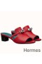 Hermes Candy 40mm Sandals In Red Calfskin