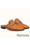 Hermes Catena Mules In Brown Calfskin