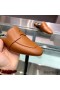 Hermes Catena Mules In Brown Calfskin