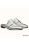 Hermes Catena Mules In Silver Metallic Calfskin