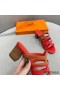 Hermes Celena Sandals 50mm In Red/Brown Calfskin