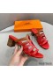 Hermes Celena Sandals 50mm In Red/Brown Calfskin