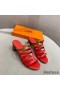 Hermes Celena Sandals 50mm In Red/Brown Calfskin