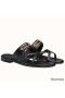 Hermes Claire Sandals In Black Calfskin