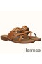 Hermes Claire Sandals In Brown Calfskin