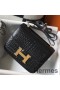 Hermes Constance 18 Handmade Bag In Black Embossed Crocodile