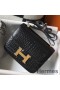 Hermes Constance 18 Handmade Bag In Black Embossed Crocodile