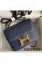 Hermes Constance 18 Handmade Bag In Blue Iris Ostrich Leather