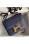 Hermes Constance 18 Handmade Bag In Blue Iris Ostrich Leather
