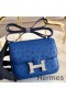 Hermes Constance 18 Handmade Bag In Blue Ostrich Leather
