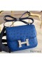 Hermes Constance 18 Handmade Bag In Blue Ostrich Leather