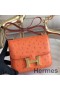 Hermes Constance 18 Handmade Bag In Orange Ostrich Leather