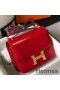 Hermes Constance 18 Handmade Bag In Red Embossed Crocodile