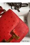 Hermes Constance 18 Handmade Bag In Red Ostrich Leather