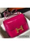 Hermes Constance 18 Handmade Bag In Rose Red Embossed Crocodile