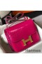 Hermes Constance 18 Handmade Bag In Rose Red Embossed Crocodile