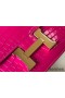 Hermes Constance 18 Handmade Bag In Rose Red Embossed Crocodile