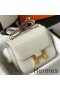 Hermes Constance 18 Handmade Bag In White Embossed Crocodile