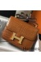 Hermes Constance 24cm Bag In Brown Embossed Crocodile