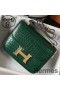 Hermes Constance 24cm Bag In Green Embossed Crocodile