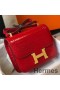 Hermes Constance 24cm Bag In Red Embossed Crocodile