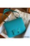 Hermes Constance Enamel 18 Handmade Bag In Blue Paon Epsom Calfskin